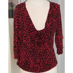 Michael Michael Kors top red black rayon sz L EUC